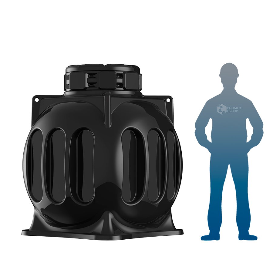 Колодец КС-5М с дополнительной горловиной H200 с крышкой D780 мм фото рядом с человеком