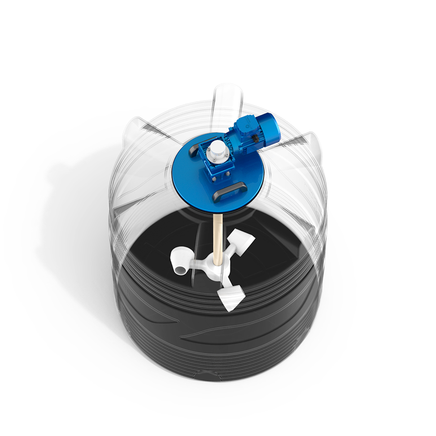 Емкость V 500 литров с мешалкой для вязких жидкостей фото 2 в разрез