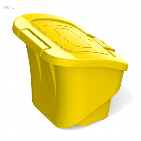 Желтый ящик для соли, реагентов 90 литров - закрытый сзади