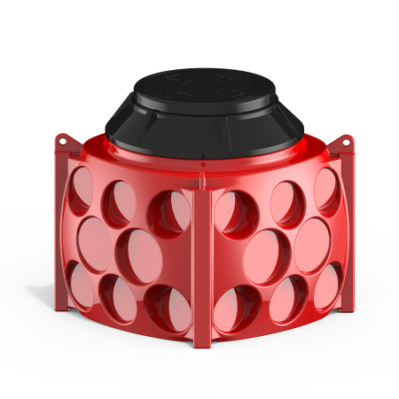 Колодец КН 1000x1000 H900 с крышкой D560 мм фото колодец красный