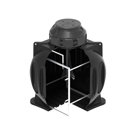 Колодец КС-5М с каркасом, с дополнительной горловиной H200 и крышкой D560 мм фото с габаритами 