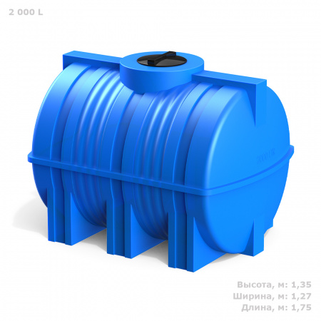 емкость для воды G 2000 литров синий фото с габаритами