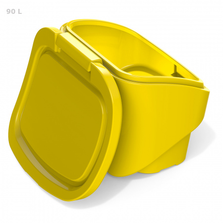 Желтый ящик для соли, реагентов 90 литров - открытый сзади