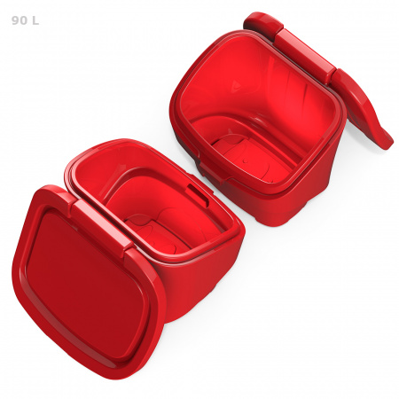 Красный ящик для соли, реагентов 90 литров - открытый сверху