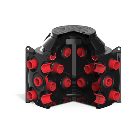 Колодец КН 1000x1000 H900 с крышкой D560 мм разрез и трубы