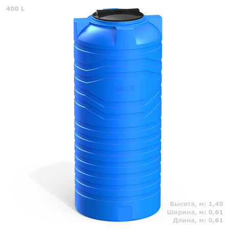 Узкая тонкая емкость N 400 литров фото с габаритами 