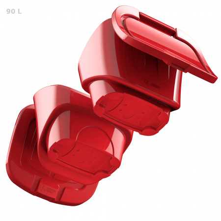 Красный ящик для соли, реагентов 90 литров - открытый снизу