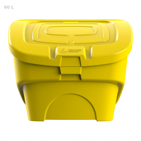 Желтый ящик для соли, реагентов 90 литров - закрытый спереди